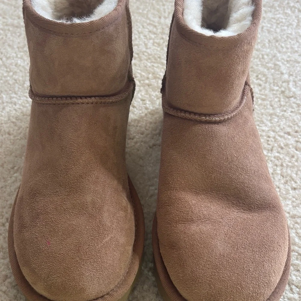 UGG Mini Shearling Suede Boots - Chestnut Brown - Picture 2 of 3